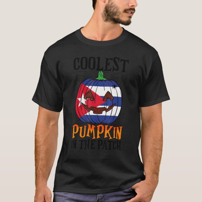Kol Pumpkin i Patch Cuban Flagga Jack Ou201 T Shirt (Framsida)