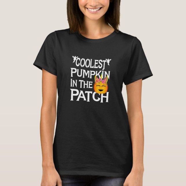 Kol Pumpkin i Patch Girls Kids Halloween T Shirt (Framsida)