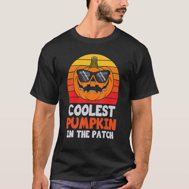 Kol Pumpkin i Patch Halloween Boys Girls T Shirt (Framsida)