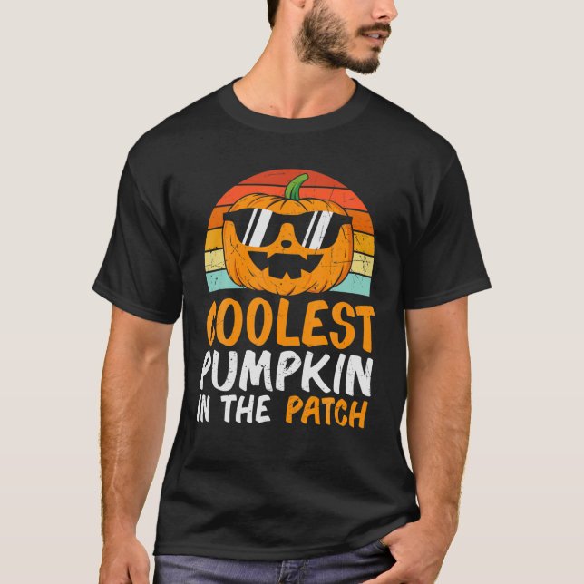 Kol Pumpkin i Patch Halloween Boys Girls T Shirt (Framsida)