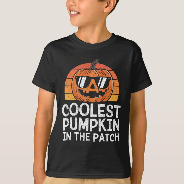 Kol Pumpkin i Patch Halloween Outfit Tonåring T Shirt (Framsida)