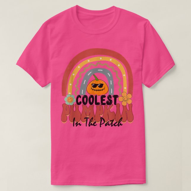 Kol Pumpkin i Patch Haloween Retro Groovy T Shirt (Design framsida)