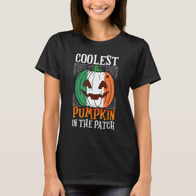 Kol Pumpkin i Patch Ireland Flagga Jack Ou2 T Shirt (Framsida)