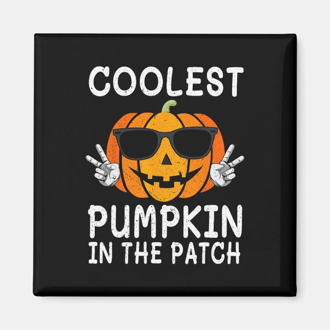 Kol Pumpkin i Patch Roligt Boys Girls Kids H. Magnet (Framsidan)