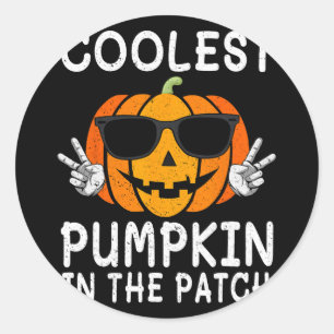 Kol Pumpkin i Patch Roligt Boys Girls Kids H. Runt Klistermärke