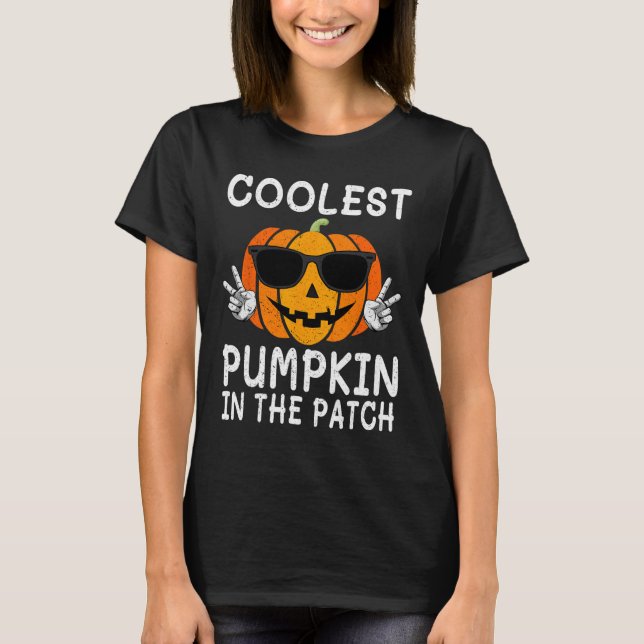 Kol Pumpkin i Patch Roligt Boys Girls Kids H. T Shirt (Framsida)