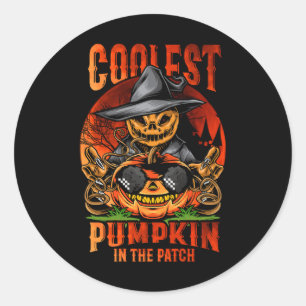 Kol Pumpkin i Patch Scary Jack o lantern Runt Klistermärke