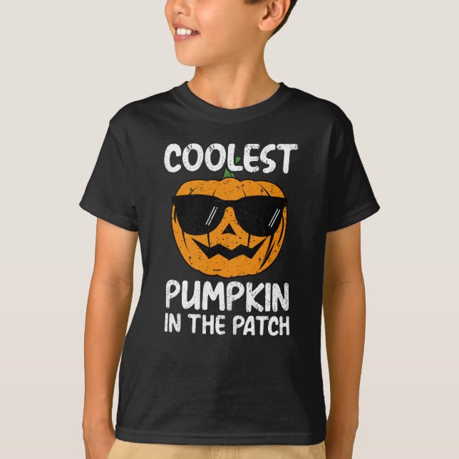 Kol Pumpkin i plåstret, Halloween Boys' T Shirt (Framsida)