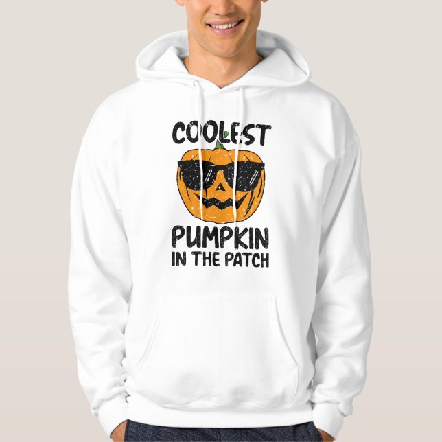 Kol Pumpkin i plåstret, Halloween Manar Hoodie (Framsida)