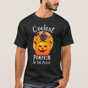 Kol Pumpkin in Patch Black Cat Witch Hat B T Shirt