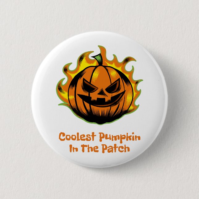 Kol Pumpkin in Patch Funny Halloween Manar Knapp (Framsida)