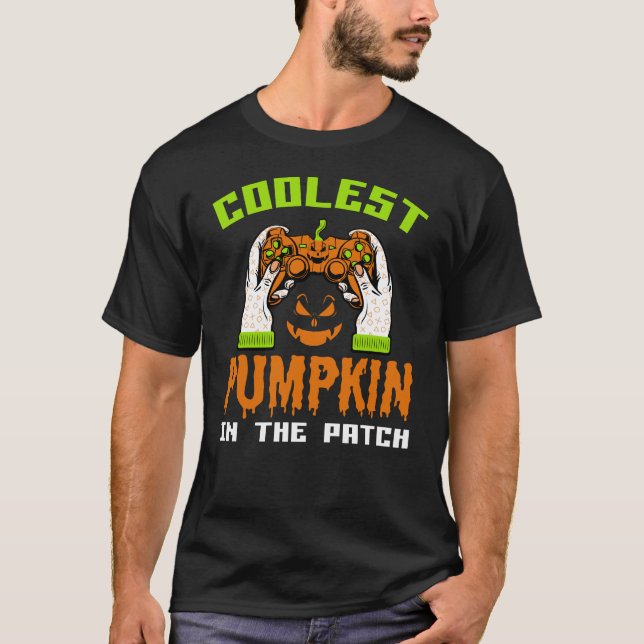 Kol Pumpkin in Patch Halloween Gift T Shirt (Framsida)