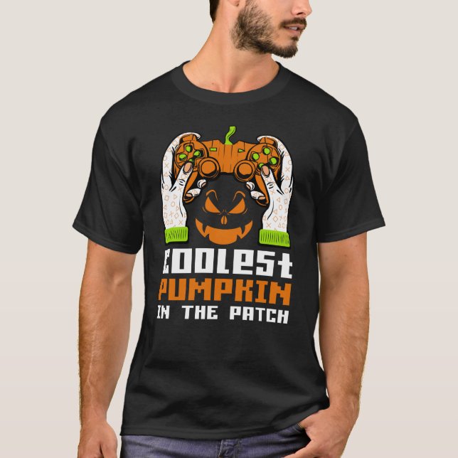 Kol Pumpkin in Patch Halloween Gift T Shirt (Framsida)
