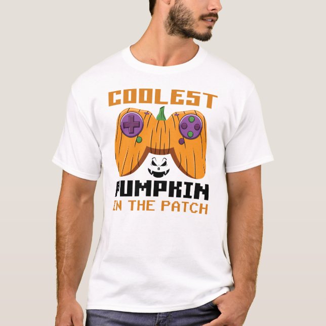 Kol Pumpkin in Patch Halloween Gift T Shirt (Framsida)