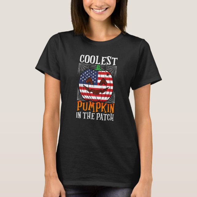 Kol Pumpkin in the Patch US Flagga Jack Ou2019 L T Shirt (Framsida)
