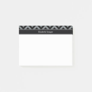 Kol, Svart LG Chevron Svart Namn Monogram Post-it Block