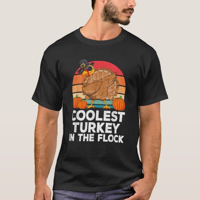 Kol Turkiet i Flock Thanksgiving Fall Boys T Shirt (Framsida)