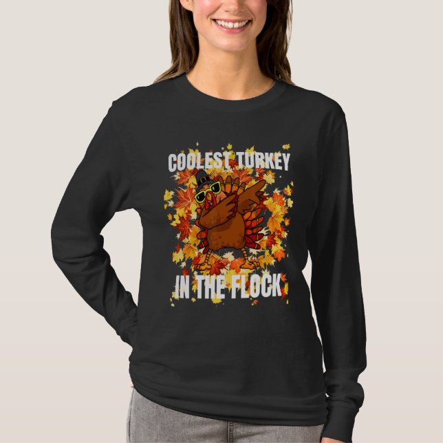Kol Turkiet i Flock Turkey Thanksgiving T Shirt (Framsida)
