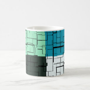 Kol White Teal Grönt Aqua Blue Modern Mönster Kaffemugg