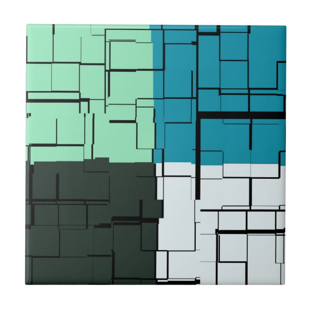 Kol White Teal Grönt Aqua Blue Modern Mönster Kakelplatta (Framsidan)