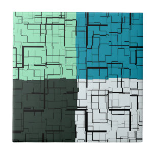 Kol White Teal Grönt Aqua Blue Modern Mönster Kakelplatta