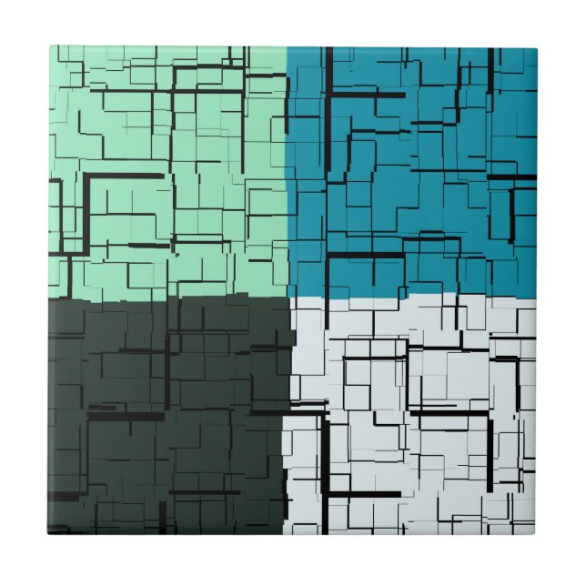 Kol White Teal Grönt Aqua Blue Modern Mönster Kakelplatta (Framsidan)