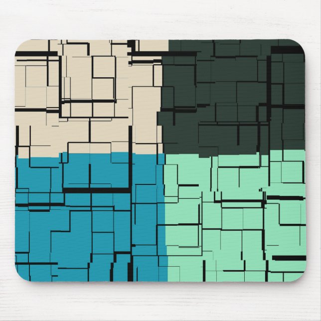 Kol White Teal Grönt Aqua Blue Modern Mönster Musmatta (Framsidan)