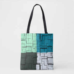 Kol White Teal Grönt Aqua Blue Modern Mönster Tygkasse