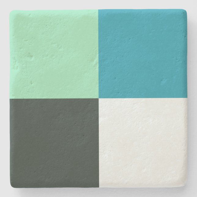 Kol White Teal Grönt Aqua Blue Modern Mönster Underlägg Sten (Framsidan)