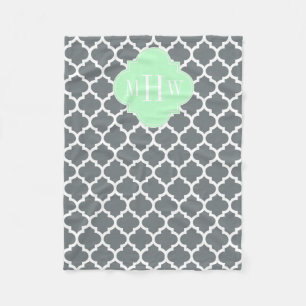 Kol, Wht Moroccan #5 Mint 3 Initial Monogramm Fleecefilt