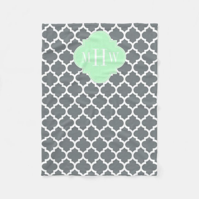 Kol, Wht Moroccan #5 Mint 3 Initial Monogramm Fleecefilt (Framsidan)