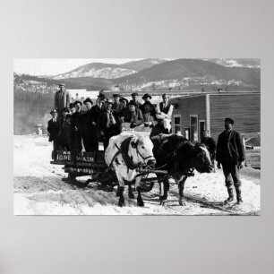 Kolag som drar manar i en vagn poster