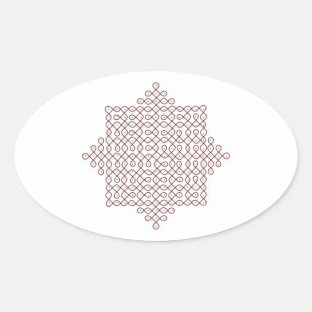 Kolam Art#1 Ovalt Klistermärke (Framsida)