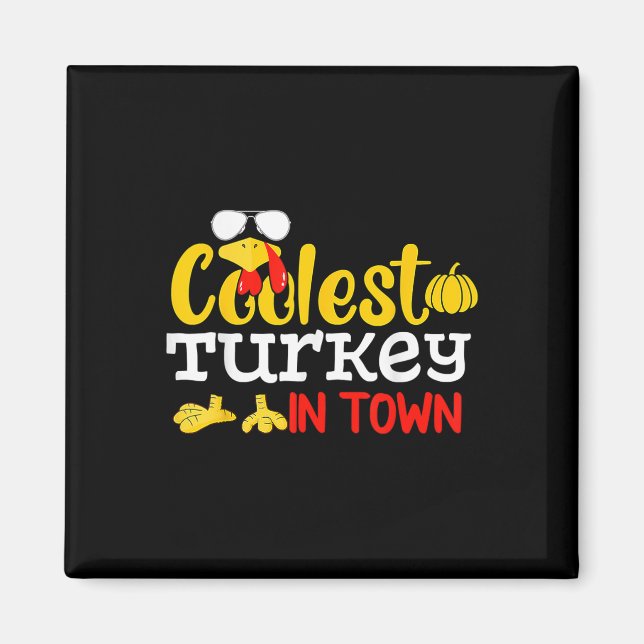 Kolast Turkiet i Town Fall Autumn Funny Thanksgiv Magnet (Framsidan)