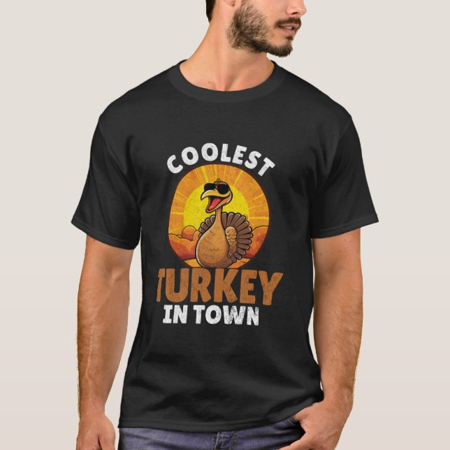 Kolast Turkiet i Town Funny Thanksgiving T Shirt (Framsida)