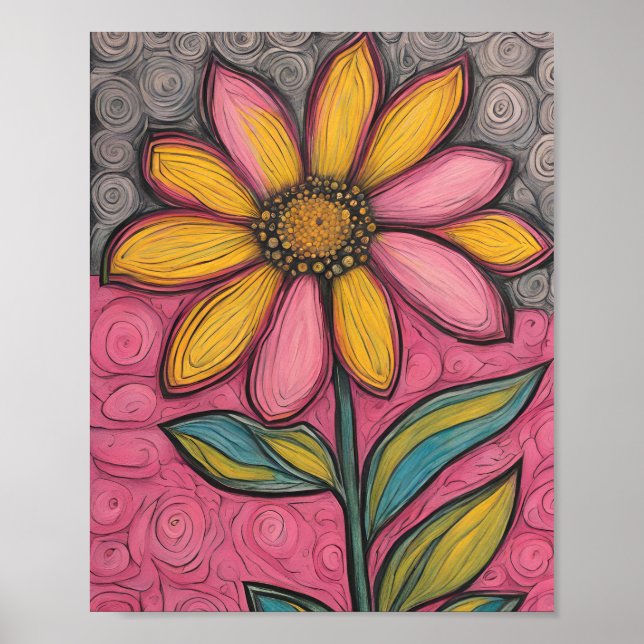 Kolblyertblommor- Daisy av glasskikt Poster (Framsidan)