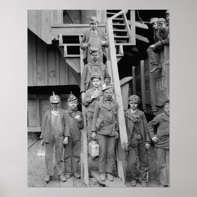 Kolbrytarpojkar, 1900. Gammalt foto Poster (Framsidan)