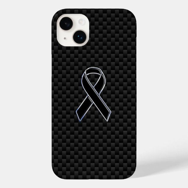 Kolfiberfiber i Chrome Stil Black Ribbon Awareness (Baksida)