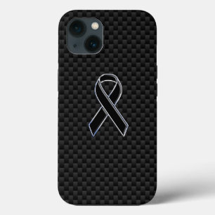 Kolfiberfiber i Chrome Stil Black Ribbon Awareness