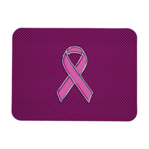 Kolfiberfiber i Chrome Stil Rosa Ribbon Awareness Magnet