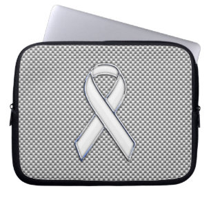 Kolfiberutskrift för vit färgband med färgton laptop sleeve