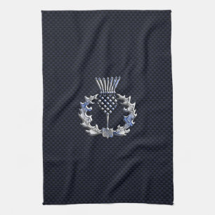 Kolfiberutskrift Silver Scottish Thistle Kökshandduk