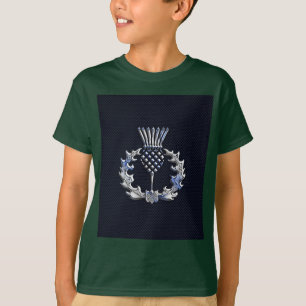 Kolfiberutskrift Silver Scottish Thistle T-shirt
