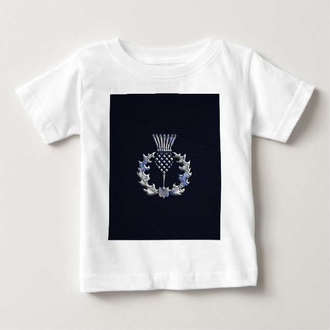 Kolfiberutskrift Silver Scottish Thistle Tee (Framsida)