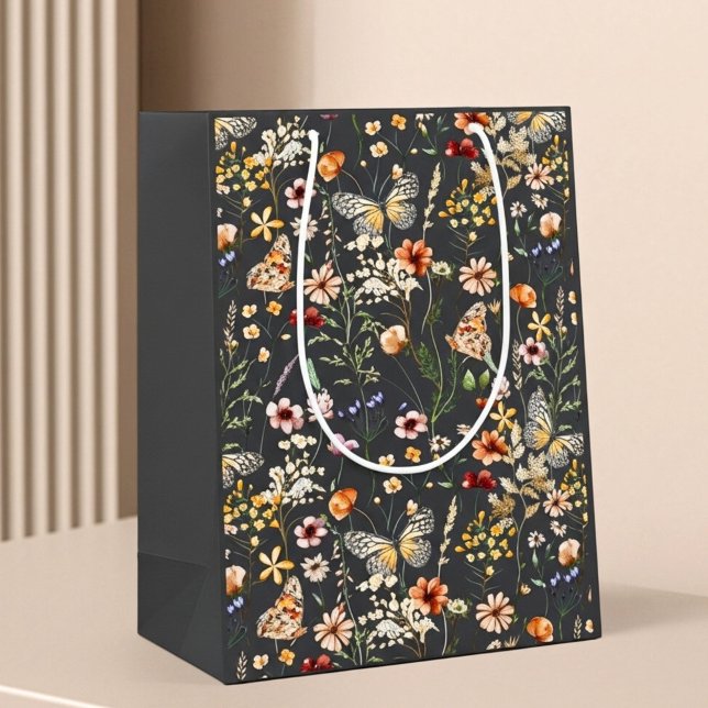 Kolgrå Boho Akvarell Vilda Blommor (Skapare uppladdad)