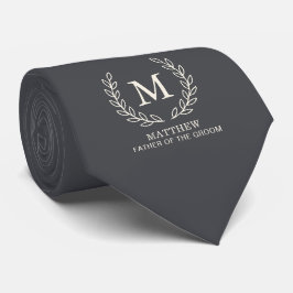 Kolgrå Fader till Brudgummen Monogram Bröllop Slips