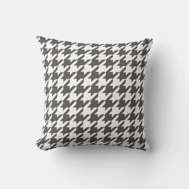 Kolgrå färg Houndstooth Kudde (Framsida)
