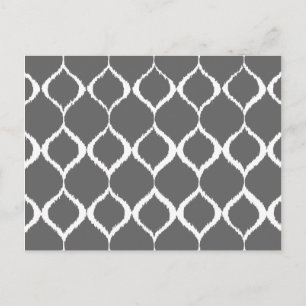 Kolgrå geometrisk Ikat-stamtrycksmönster Vykort