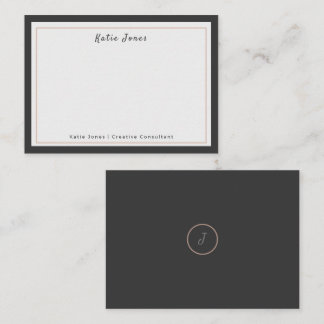 Kolgrå Rosa Guld Signatur Monogram Logotyp Anteckningskort