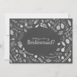 Kolgrå Silver Blommig Var Min Brudtjänst etc. Inbjudningar